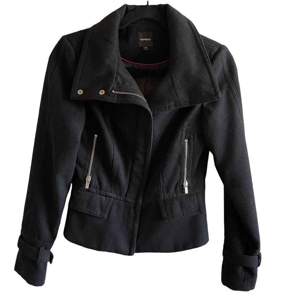 Express ~ Moto inspired Black Jacket ~ fully lined ~ size XS